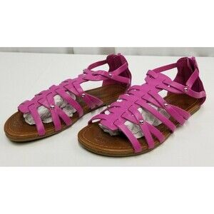 Cherokee Girls Sandals Pink Faux Leather Shoes Size 4